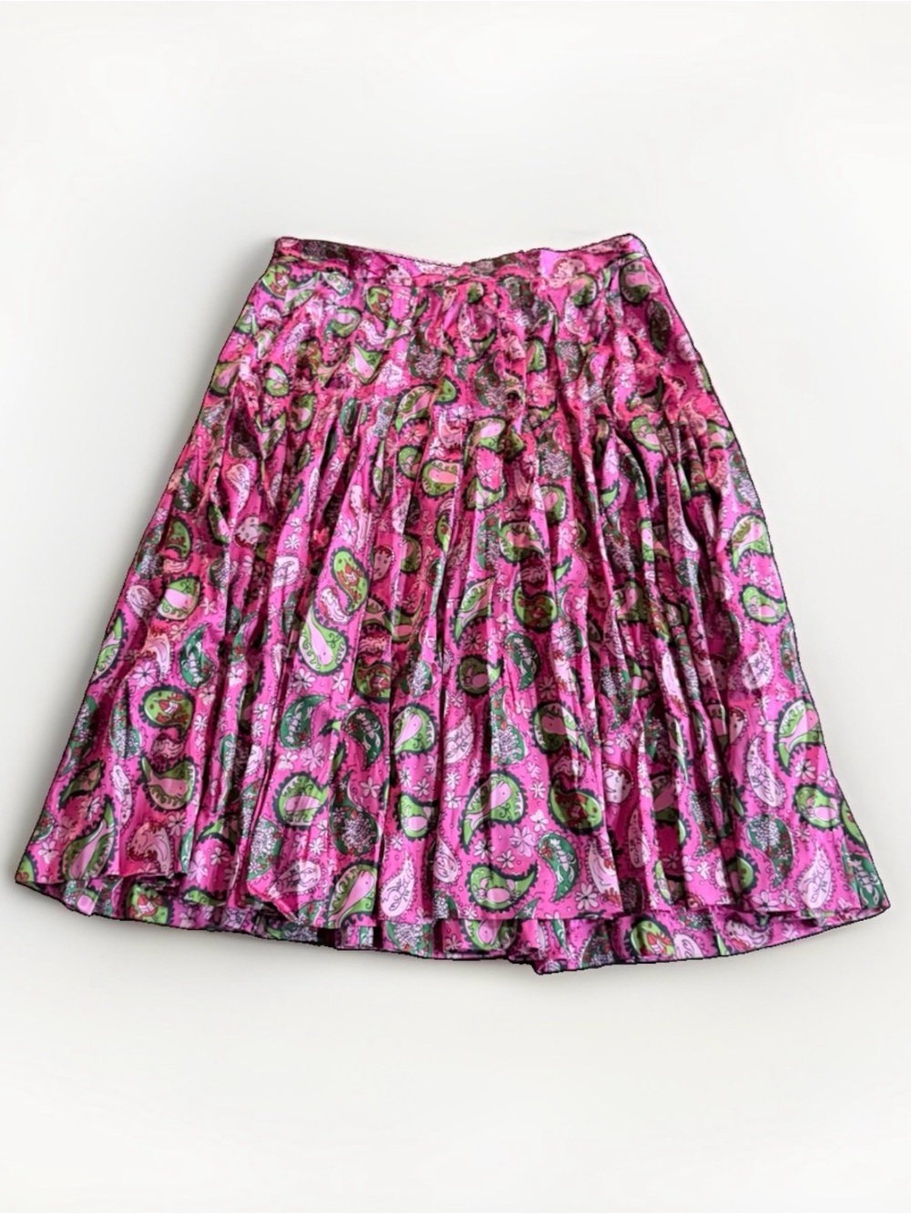Lilly Pulitzer Pink Paisley Circle Skirt with Green Accents white label